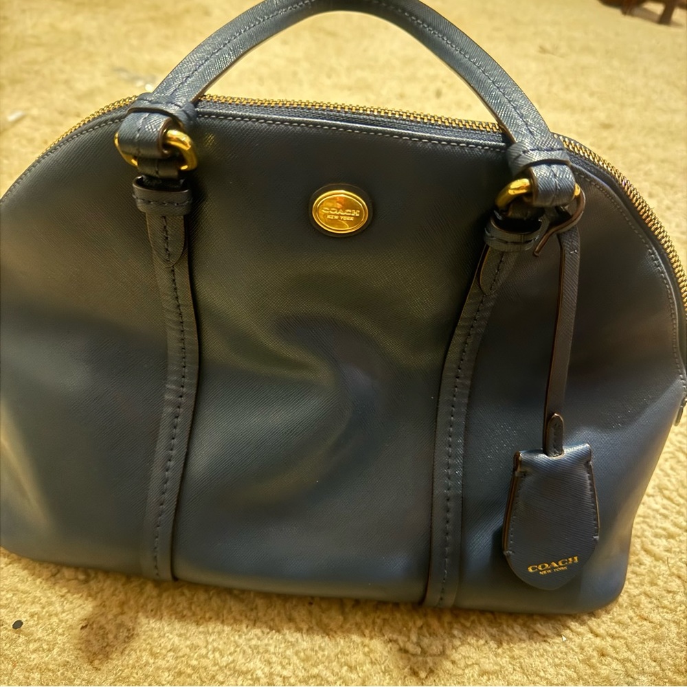 Cartera de mujer coach en buen estado color azul para la oficina o casual
